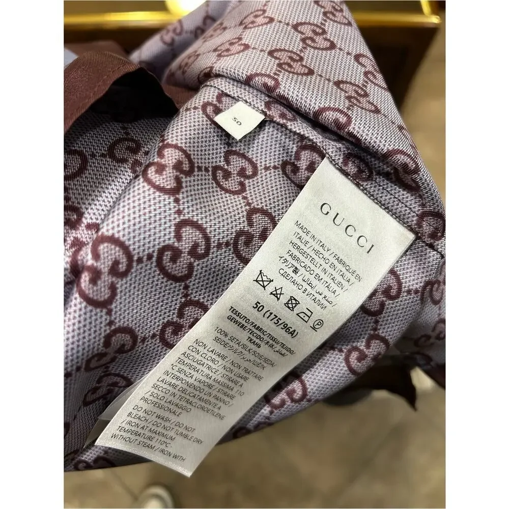 Men's Gucci 100% silk bowling shirt size 50/large US made in Italy